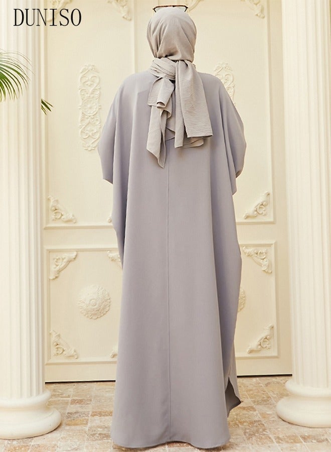 DUNISO Women's Chiffon Abaya Muslim Prayer Clothes Islamic Maxi Kaftan Elegant Loose Cardigan Islamic Kaftan - Image 4