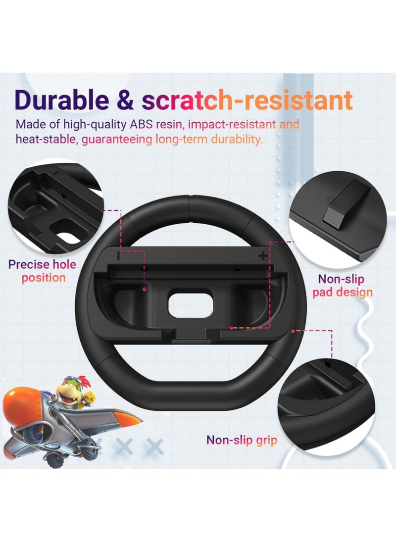 Captaintech 【2 Pack】 Switch Steering Wheel for Nintenedo Switch 2 (2025), Racing Steering Wheel for Mario Kart World 9/8, Mario Kart Steering Wheel Grip for Switch2 Joy-con Accessories Kit (Black) - Image 2