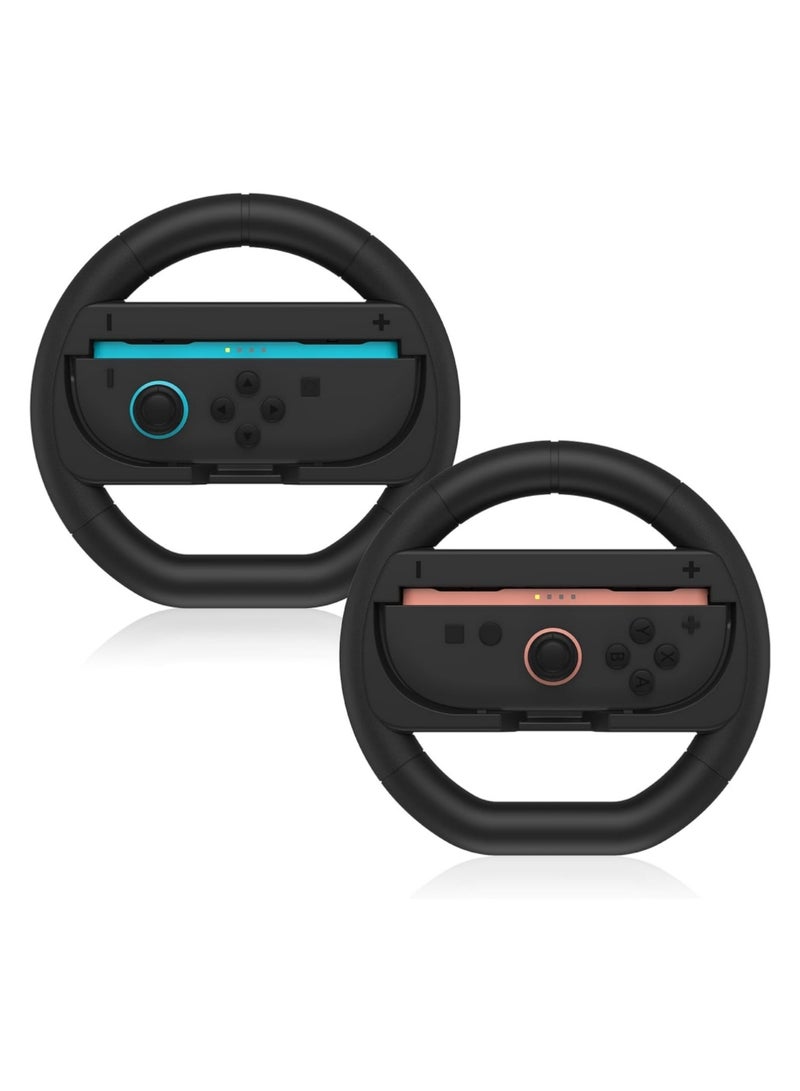 Captaintech 【2 Pack】 Switch Steering Wheel for Nintenedo Switch 2 (2025), Racing Steering Wheel for Mario Kart World 9/8, Mario Kart Steering Wheel Grip for Switch2 Joy-con Accessories Kit (Black) - Image 1