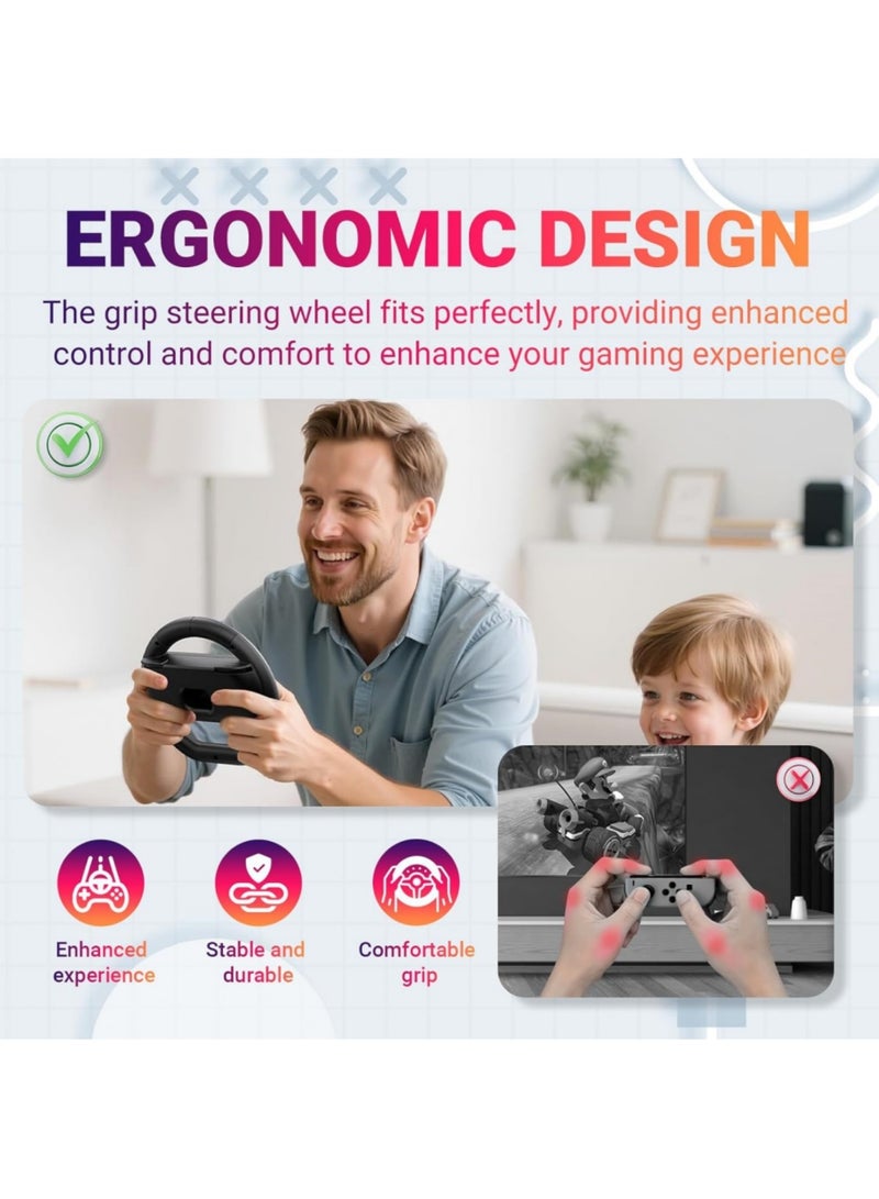 Captaintech 【2 Pack】 Switch Steering Wheel for Nintenedo Switch 2 (2025), Racing Steering Wheel for Mario Kart World 9/8, Mario Kart Steering Wheel Grip for Switch2 Joy-con Accessories Kit (Black) - Image 5