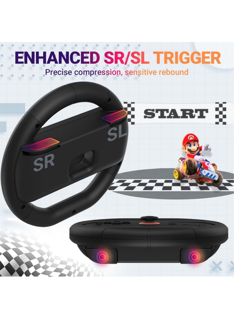 Captaintech 【2 Pack】 Switch Steering Wheel for Nintenedo Switch 2 (2025), Racing Steering Wheel for Mario Kart World 9/8, Mario Kart Steering Wheel Grip for Switch2 Joy-con Accessories Kit (Black) - Image 3