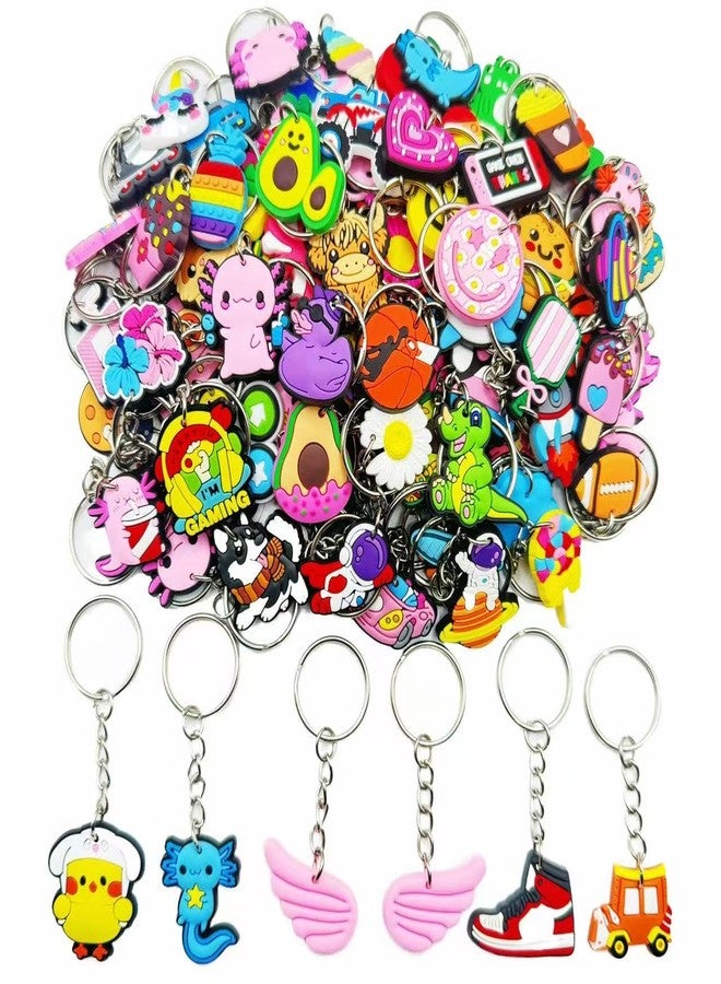 Ella & Emma 30/50/100 Bulk Different Keychains, Mixed Non-Repeat Cute Key Chain for Classroom Prizes Students Incentives Holiday Gifts Party Favors (100pcs Mixed) - Image 1