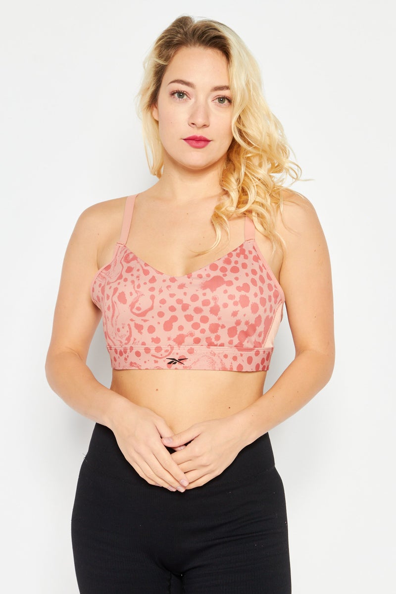 Reebok حمالة صدر رياضية نسائية بدون أكمام، بني فاتح - Image 1