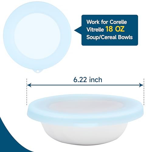 KIICII 4 Pack Silicone Lids for Corelle Vitrelle 18-Oz Soup/Cereal Bowls, Freezer & Microwave & Dishwasher Safe (Bowl not included) - Image 2