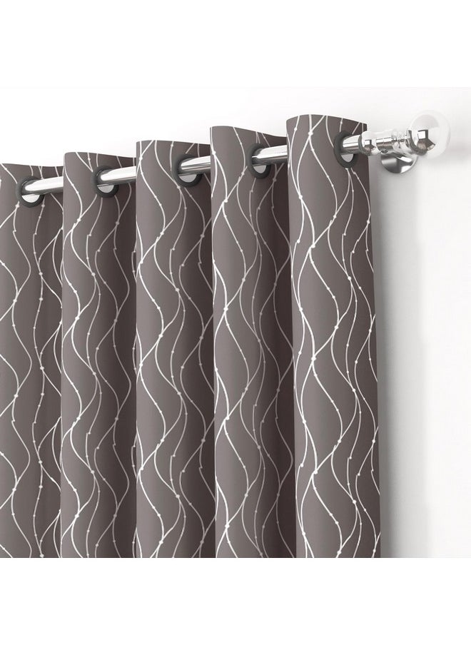 Story@Home Story@Home Blackout Window Curtains 5 feet Long Set of 4 | Curvy Line Dot Design Window Curtain | Thermal Insulated Curtains | Room Darkening Curtains | Curtains for Living Room | (116 x 152 cm, Grey)  - Image 5