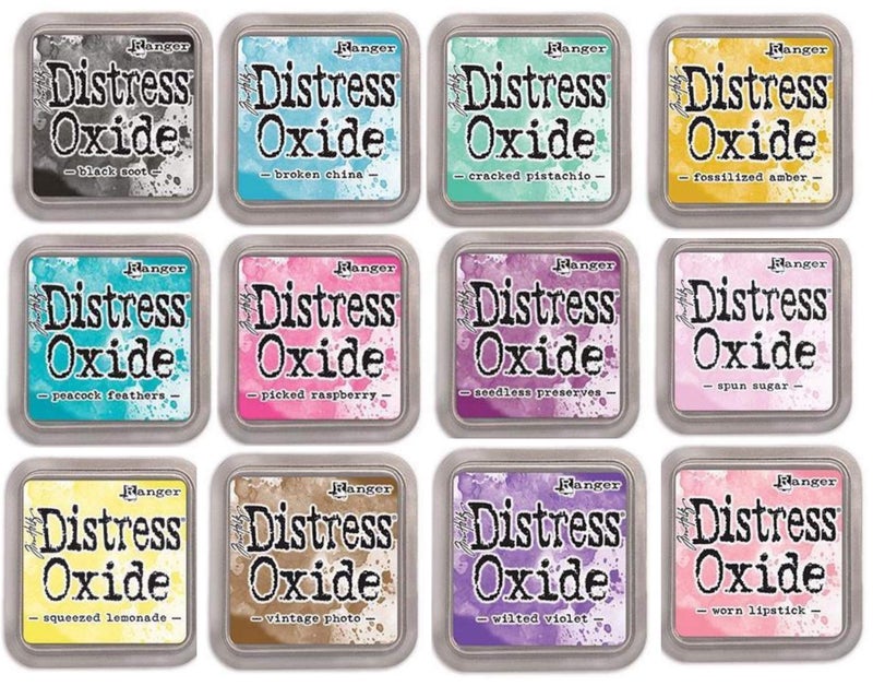 Tim Holtz Ranger Distress Oxide Ink Pad Bundle Includes 12 Popular Colors, 2 Carnora Blending Brushes, Total of 14 Items - Image 2