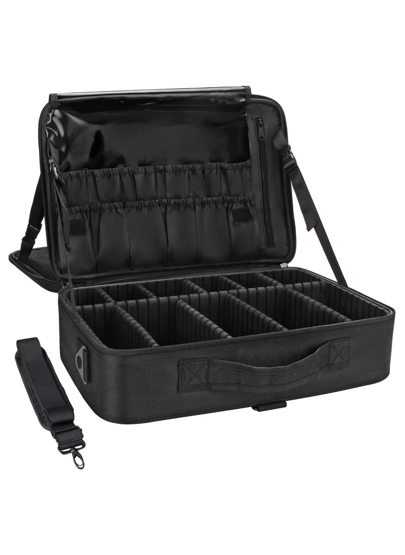 ORiTi - Large Capacity Makeup Case 3 Layers Cosmetic Organizer Brush bag Makeup Train Case Makeup Artist Box for Hair Curler Hair Straightener Brush Set - Image 1