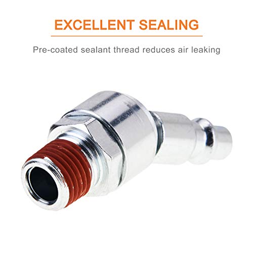 SUNGATOR سنجاتور 2-عبوة 1/4 بوصة ملحقات أدوات الهواء الدوارة، قابلة للدوران 360°، قابسات صناعية 1/4''، ملحقات خرطوم ضاغط الهواء MNPT 1/4''، موصلات خرطوم ذكر NPT للتوصيل السريع - Image 4