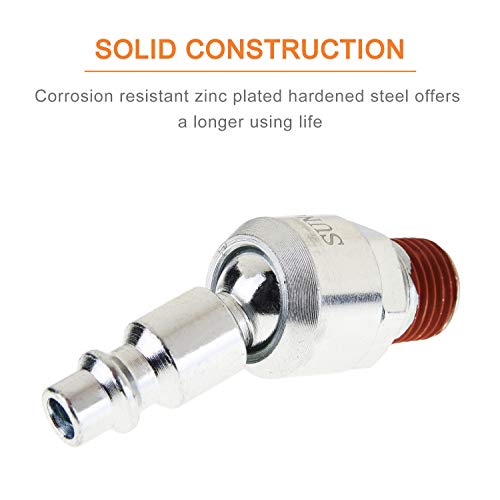 SUNGATOR سنجاتور 2-عبوة 1/4 بوصة ملحقات أدوات الهواء الدوارة، قابلة للدوران 360°، قابسات صناعية 1/4''، ملحقات خرطوم ضاغط الهواء MNPT 1/4''، موصلات خرطوم ذكر NPT للتوصيل السريع - Image 3