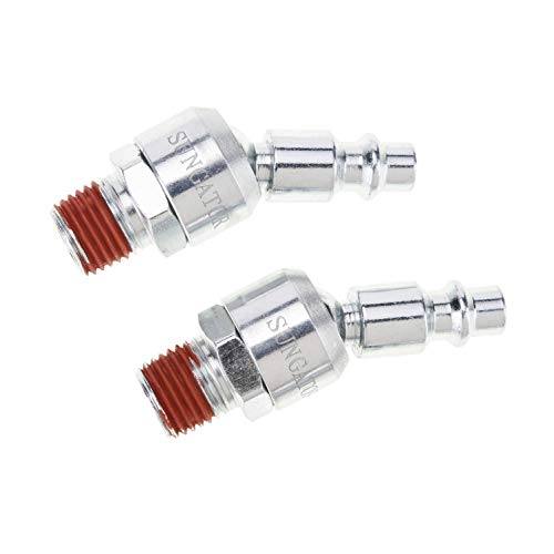 SUNGATOR سنجاتور 2-عبوة 1/4 بوصة ملحقات أدوات الهواء الدوارة، قابلة للدوران 360°، قابسات صناعية 1/4''، ملحقات خرطوم ضاغط الهواء MNPT 1/4''، موصلات خرطوم ذكر NPT للتوصيل السريع - Image 5