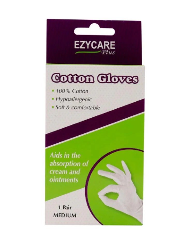EzyCare Ezy Care Cotton Gloves 1 Pair Medium 11913