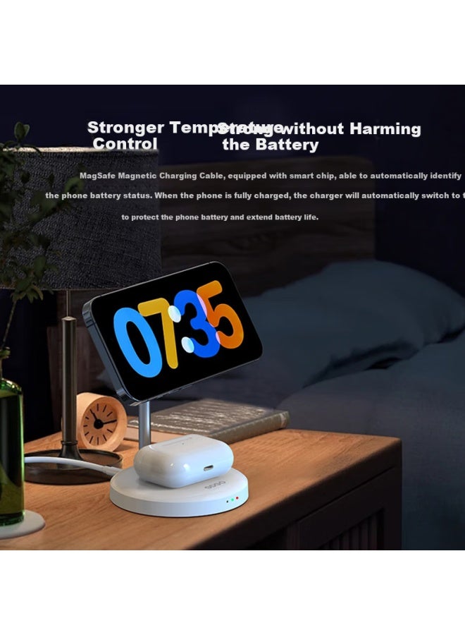 Gdgo 15w Two-in Wireless Charger, Magsafe Magnetic Vertical Fast Charging, Mfi Certified, Suitable For Iphone 17/16 Pm/air Phones And Earphones - Image 2