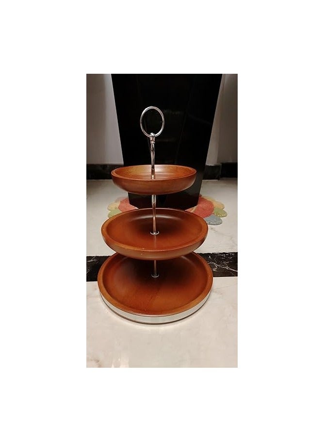 New model 3-tier wooden cookie and biscuit tray, beech wood - Image 1