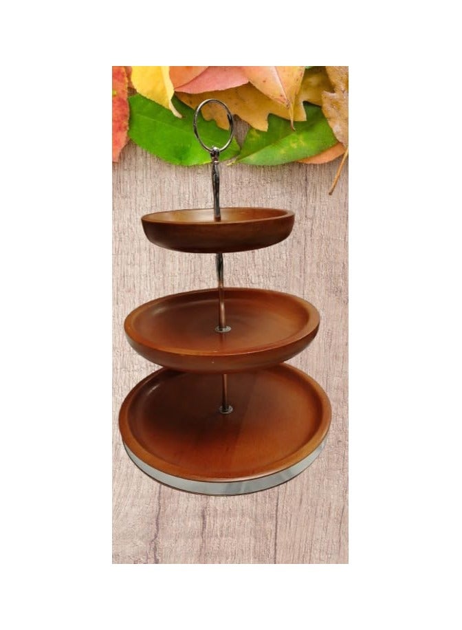 New model 3-tier wooden cookie and biscuit tray, beech wood - Image 2