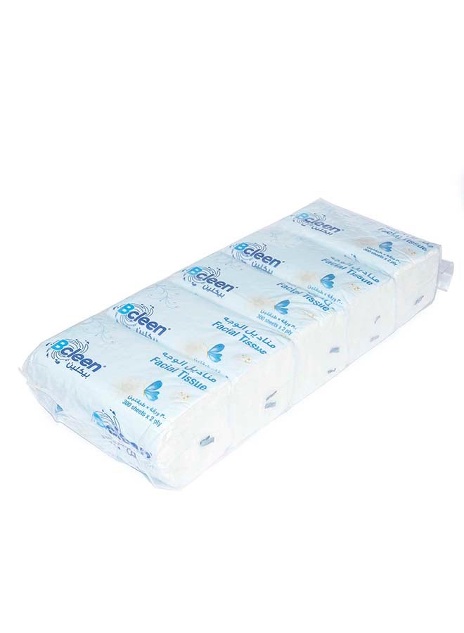 Bcleen® 2 Ply Fluffy White Facial Tissue, Nylon pack of 21x19cm300sheets (Pack of 5) Pack of 5