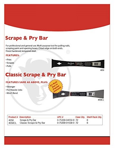 Red Devil 4050CL Classic Scrape & Pry Bar - Heavy-Duty Multi-Purpose Tool, Hardened Steel Construction, Dual Chisel Edges - Image 2