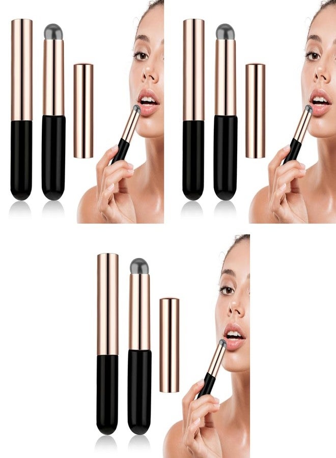 MAYCREATE® 6PCS Silicone Lip Applicator Brush for Makeup Balm Lipstick Concealer with Cap Gloss Tint Mask Black - Image 1