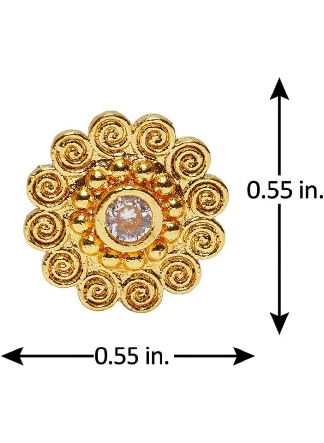 VOYLLA Indie Collectibles Yellow Gold Plated Floral Motif Nose Pin