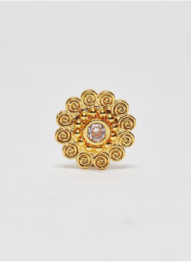 VOYLLA Indie Collectibles Yellow Gold Plated Floral Motif Nose Pin  - Image 2