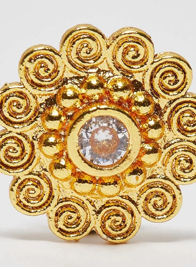 VOYLLA Indie Collectibles Yellow Gold Plated Floral Motif Nose Pin