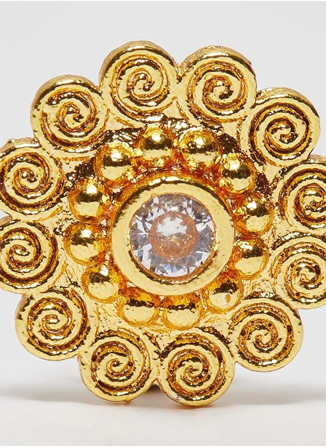 VOYLLA Indie Collectibles Yellow Gold Plated Floral Motif Nose Pin  - Image 5