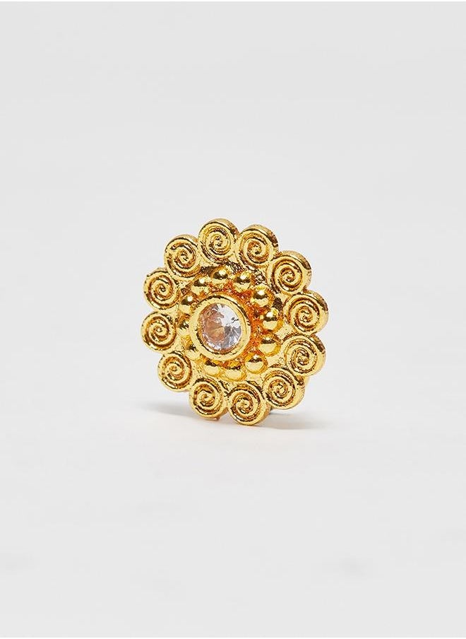 VOYLLA Indie Collectibles Yellow Gold Plated Floral Motif Nose Pin  - Image 3