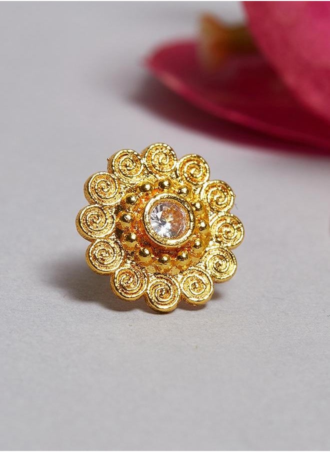 VOYLLA Indie Collectibles Yellow Gold Plated Floral Motif Nose Pin  - Image 1