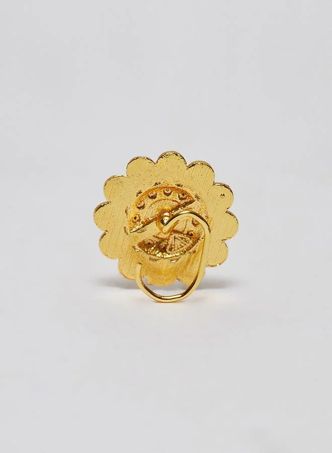 VOYLLA Indie Collectibles Yellow Gold Plated Floral Motif Nose Pin