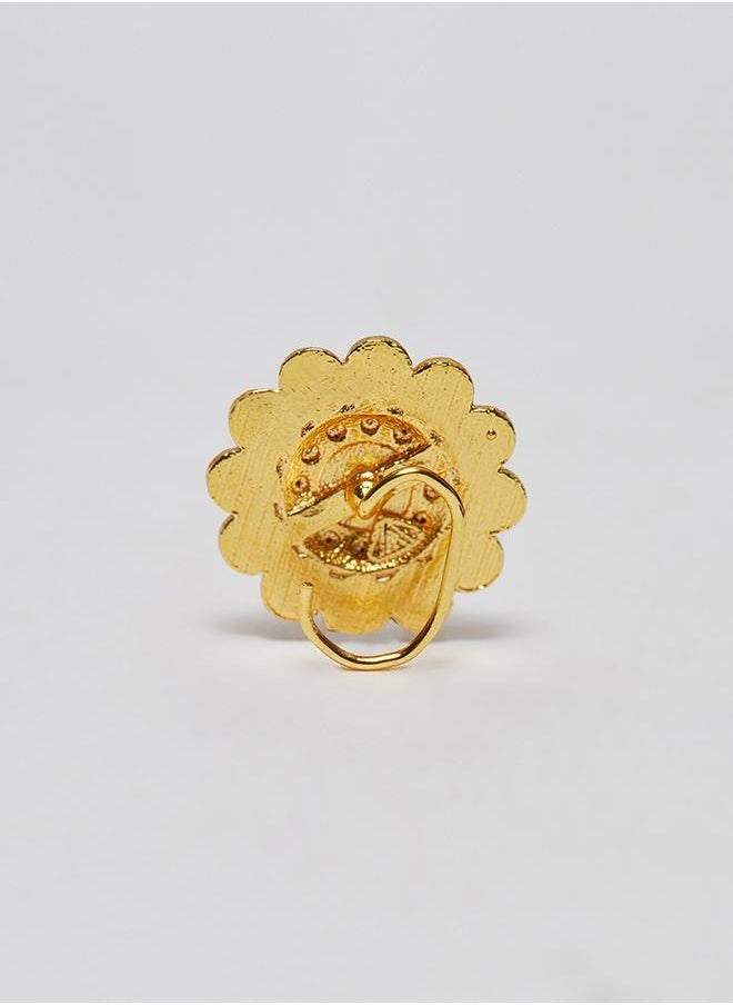 VOYLLA Indie Collectibles Yellow Gold Plated Floral Motif Nose Pin  - Image 4