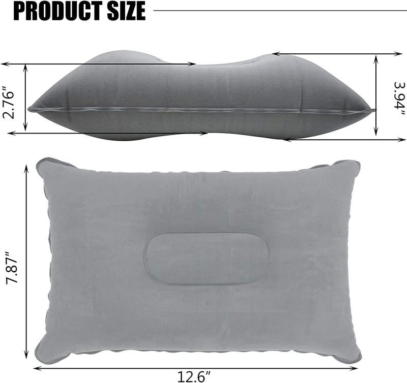 JAKENHAM 2Pack Ultralight A4 Size Inflatable Travel Pillow, Small Squared Flocked Fabric Air Pillow for Traveling, Holiday Trip, Hiking, Camping,Napping,Neck Lumbar Support(Gray) - Image 5