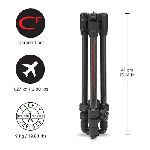 Manfrotto Befree Advanced AS Camera Travel Tripod Kit Twist Lock Compatible with ArcaSwiss Portable and Compact Ball Head Carbon Tripod for DSLR Mirrorless Camera Accessories - Image 3