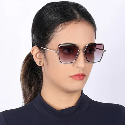 Woggles Latest & Stylish UV Protected Silver Square Sunglasses for Women