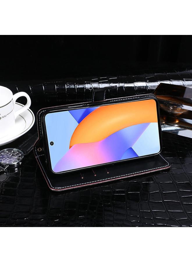 إيدويي جراب لهاتف Huawei Honor 10X Lite مصنوع من جلد التمساح مع حامل وفتحات للبطاقات ومحفظة - Image 4