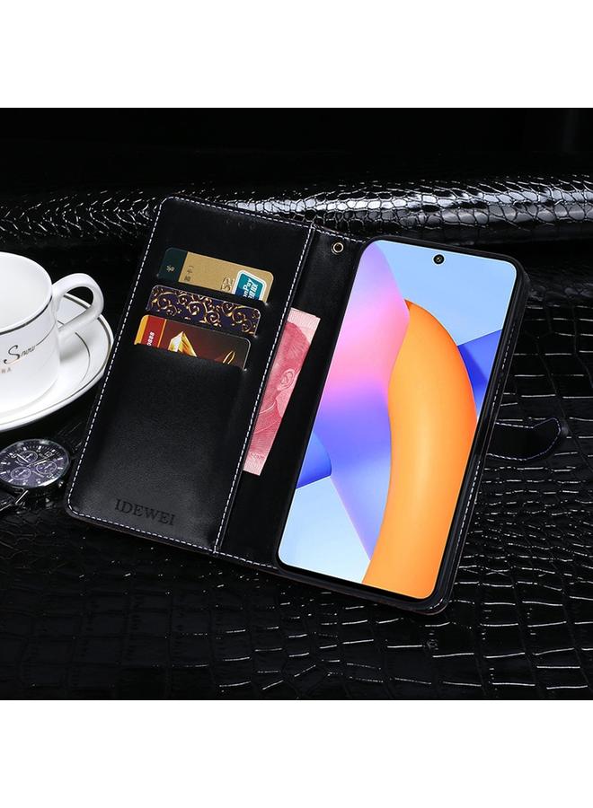 إيدويي جراب لهاتف Huawei Honor 10X Lite مصنوع من جلد التمساح مع حامل وفتحات للبطاقات ومحفظة - Image 5