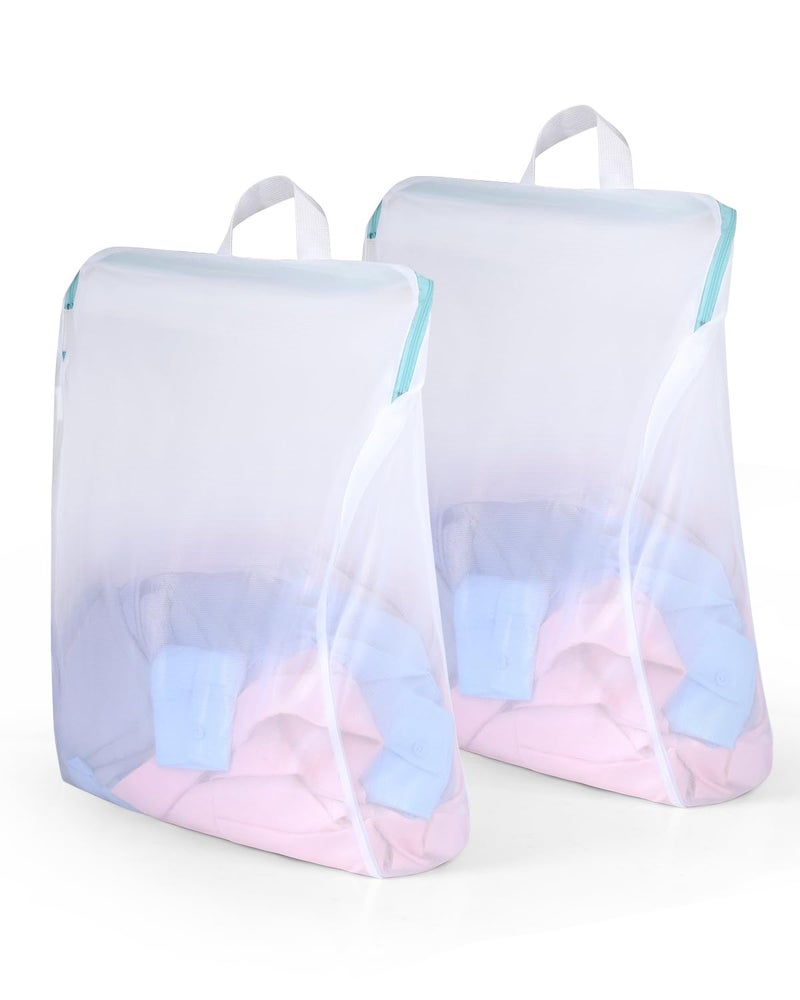 Traki Large Mesh Laundry Bags 16 x 20 inch Net Laundry Bags Reusable Laundry Bags with Zips Washing Bag with Handles for Washing Machine Delicates Clothes College Dormitories Apartments 2 Packs