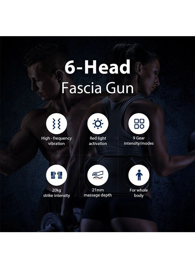 Generic - Wireless Six Heads Fascia Gun Deep Tissue Body Massager High Frequency Vibration for Waist Shoulder Back Leg Relaxation - Image 1