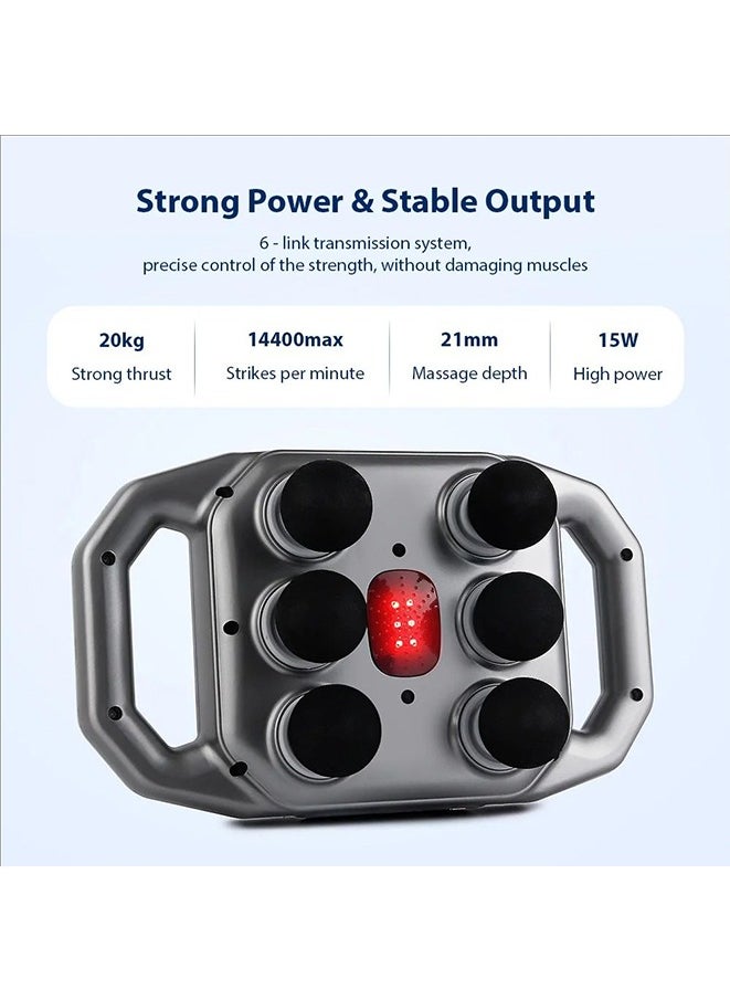 Generic - Wireless Six Heads Fascia Gun Deep Tissue Body Massager High Frequency Vibration for Waist Shoulder Back Leg Relaxation - Image 1