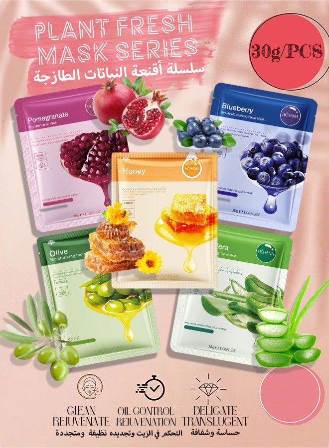 هتشانا قناع الوجه المضاد للأكسدة من بلانت نيوتريشن - مرطب جوهري ممتاز|أقنعة وجه مرطبة مضادة للشيخوخة، منقية ومغذية وشد البشرة|قناع الوجه للعناية بالبشرة والجمال، قناع ورقي للوجه لم يتم الإساءة إلى الحيوانات - Image 1