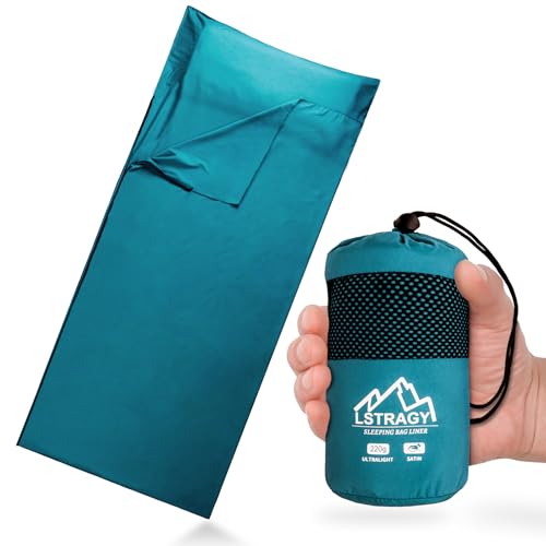 LSTRAGY Ultralight Sleeping Bag Liner, 7.8oz Satin Sleep Sack, Comfy Breathable & Cooling & Silky Soft liner, Travel Sheets & Adult Sleep Sack with 2 Way Zipper, Ideal for Backpacking, Hotel, Camping, Hostels - Image 1