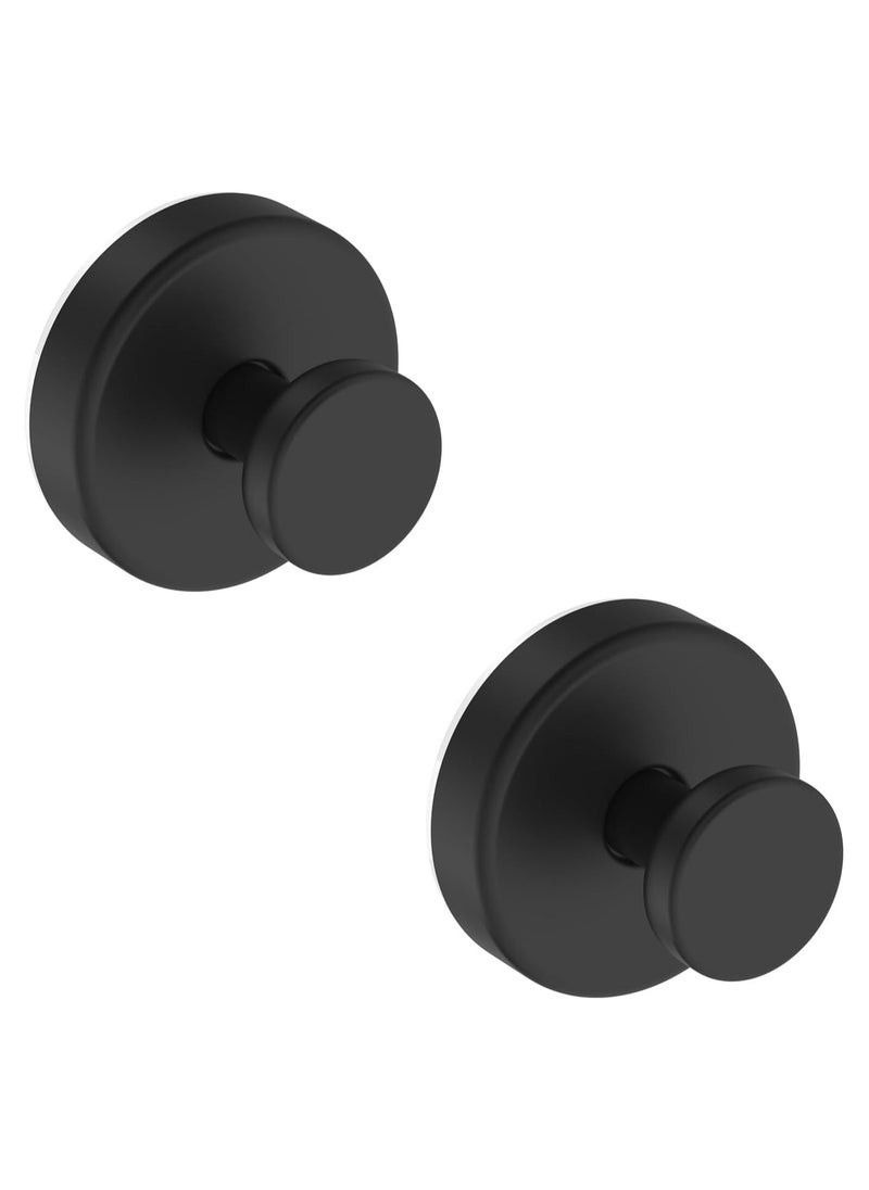 KADRAMA Upgrade Waterproof Suction Cup Hooks, Stainless Steel No-Drill Hooks for Shower, Kitchen, Glass Door, Mirror, Tile – Towel, Coat, Bath Robe Hook Holder for Hanging up to 15 lbs –Matte Black (2 Pack)  - Image 1