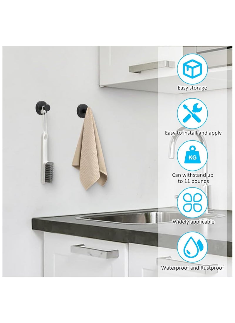 KADRAMA Upgrade Waterproof Suction Cup Hooks, Stainless Steel No-Drill Hooks for Shower, Kitchen, Glass Door, Mirror, Tile – Towel, Coat, Bath Robe Hook Holder for Hanging up to 15 lbs –Matte Black (2 Pack)  - Image 5