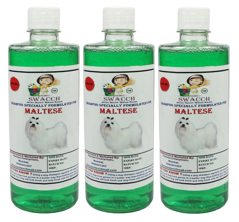 swacch Shampoo | Puppy Safe Shampoo | PH Balanced | Ditch to Itch for Maltese Dog Shampoo 500ml Pack of 3 (Neem Alovera) + Spike Ball Chew Toy Combo Pack - Image 2