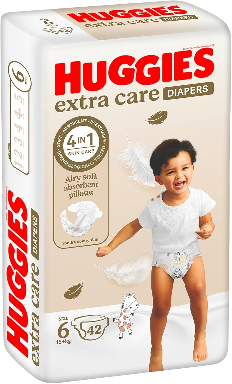 HUGGIES حفاضات هاجيز إكسترا كير مقاس 6 - عبوة كبيرة تحتوي على 42 حفاضة - Image 2