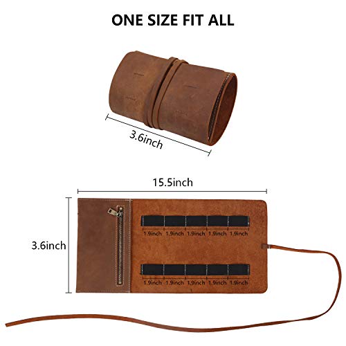 QEES Cable Organizer,Travel Organizer Electronics Organizer,Leather Charge Organizer Roll Bag,Travel Cord Organizer Tec Cable Organizer Bag Travel Case For Cable Charger Phone USB Headphone. (10 Slots) - Image 2