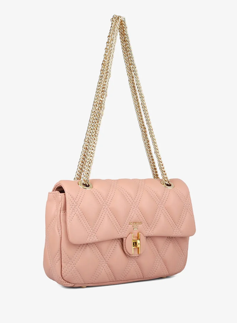 Da Milano Medium Quilting Leather Shoulder Bag - Peach