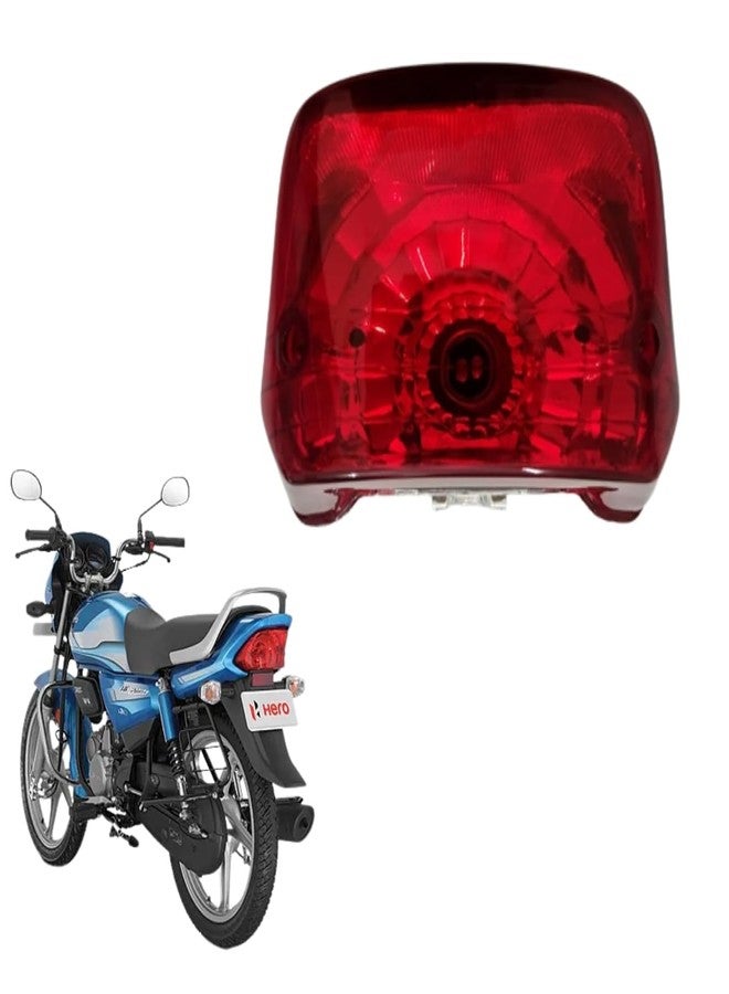 VTRUST Red Bike Tail Light Compatible for Hero CD Deluxe | Halogen Brake Light | Anti-Corrosion & Sleek OEM-Style Design - Image 1