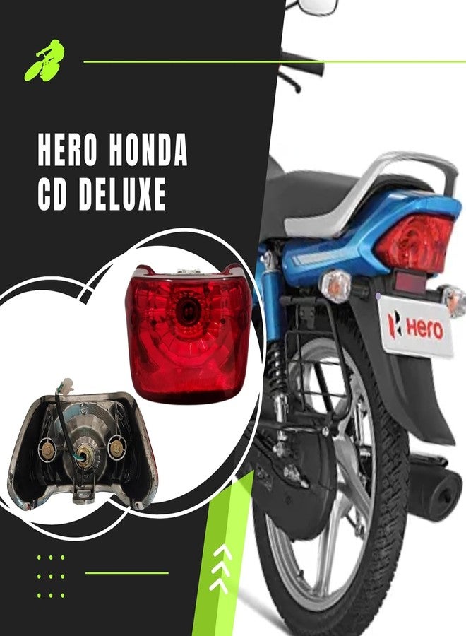 VTRUST Red Bike Tail Light Compatible for Hero CD Deluxe | Halogen Brake Light | Anti-Corrosion & Sleek OEM-Style Design - Image 2