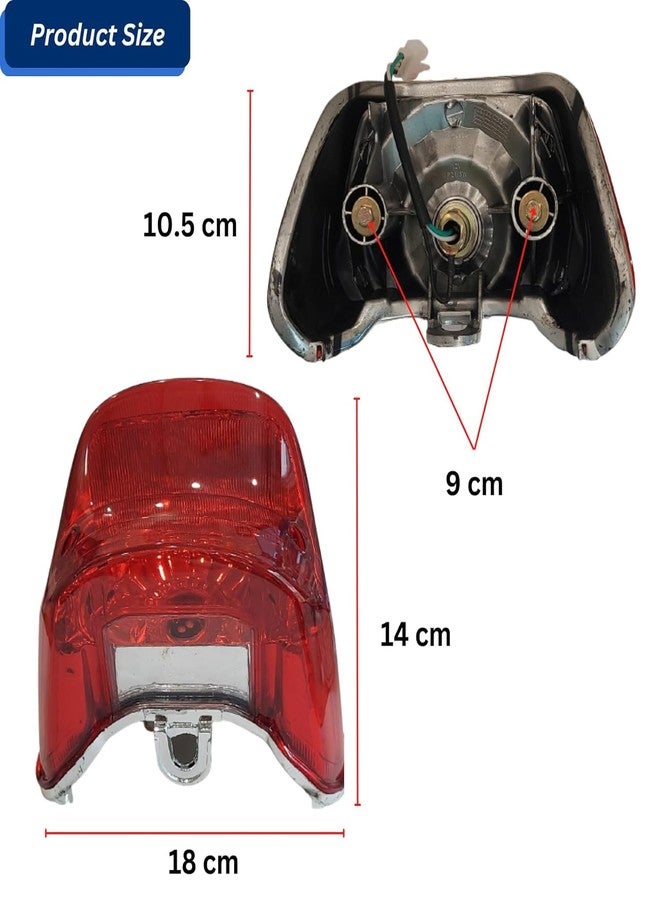 VTRUST Red Bike Tail Light Compatible for Hero CD Deluxe | Halogen Brake Light | Anti-Corrosion & Sleek OEM-Style Design - Image 3