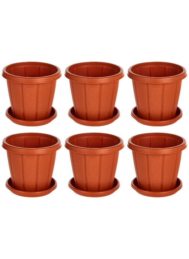 Cosmoplast 10" Cedargrain Planter Set of 6 with Tray  - Image 1