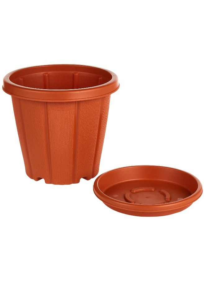 Cosmoplast 10" Cedargrain Planter Set of 6 with Tray  - Image 3